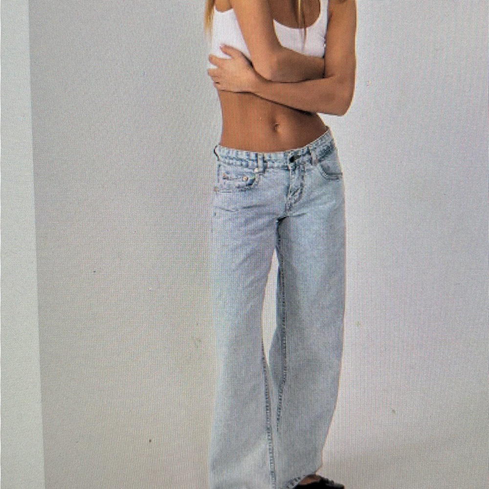 Motel Rocks Blue Flare Wide Leg Jeans